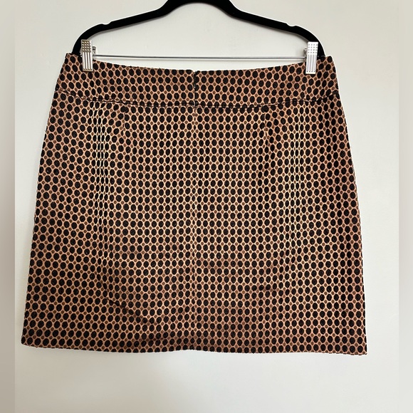 Loft Skirt Womens Bronze Brown Black Polka Dot Straight Pencil - Picture 2 of 4